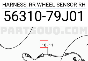 Suzuki 5631079J01 HARNESS, RR WHEEL SENSOR RH