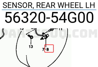 Suzuki 5632054G00 SENSOR, REAR WHEEL LH