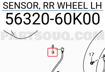 Suzuki 5632060K00 SENSOR, RR WHEEL LH