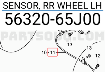 Suzuki 5632065J00 SENSOR, RR WHEEL LH