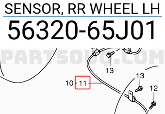 Suzuki 5632065J01 SENSOR, RR WHEEL LH