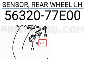 Suzuki 5632077E00 SENSOR, REAR WHEEL LH