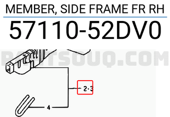 Suzuki 5711052DV0 MEMBER, SIDE FRAME FR RH