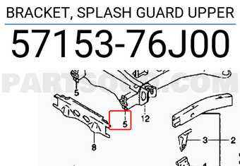 Suzuki 5715376J00 BRACKET, SPLASH GUARD UPPER
