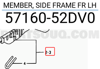 Suzuki 5716052DV0 MEMBER, SIDE FRAME FR LH