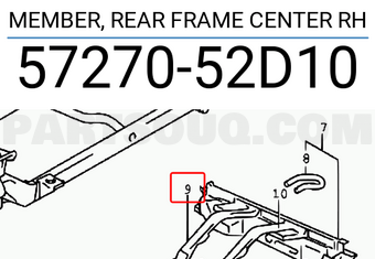 Suzuki 5727052D10 MEMBER, REAR FRAME CENTER RH