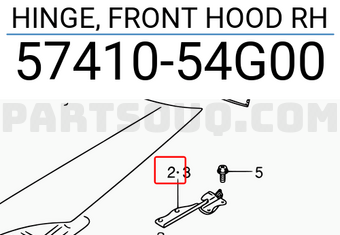 Suzuki 5741054G00 HINGE, FRONT HOOD RH