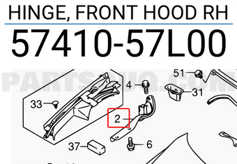 Suzuki 5741057L00 HINGE, FRONT HOOD RH