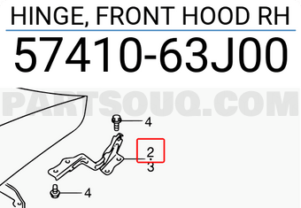 Suzuki 5741063J00 HINGE, FRONT HOOD RH