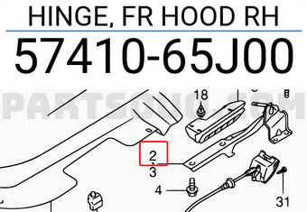Suzuki 5741065J00 HINGE, FR HOOD RH