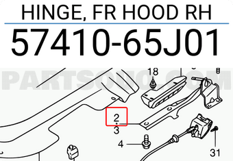 Suzuki 5741065J01 HINGE, FR HOOD RH