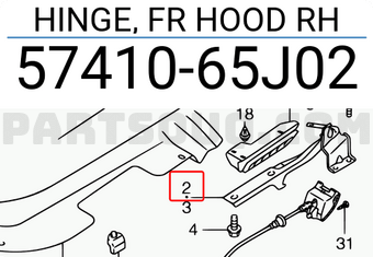 Suzuki 5741065J02 HINGE, FR HOOD RH