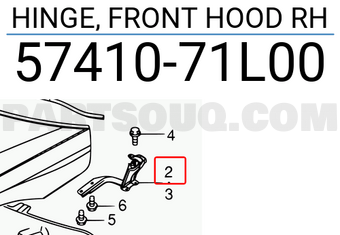 Suzuki 5741071L00 HINGE, FRONT HOOD RH