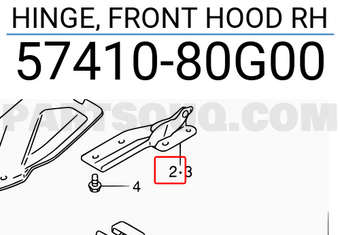 Suzuki 5741080G00 HINGE, FRONT HOOD RH