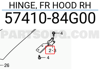 Suzuki 5741084G00 HINGE, FR HOOD RH