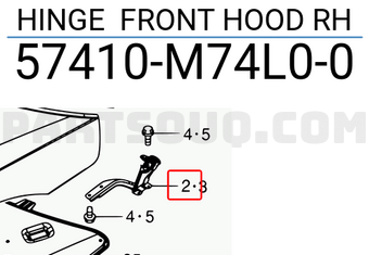 Suzuki 57410M74L00 HINGE FRONT HOOD RH