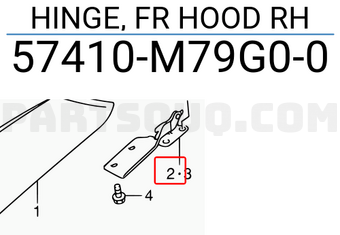 Suzuki 57410M79G00 HINGE, FR HOOD RH