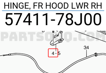 Suzuki 5741178J00 HINGE, FR HOOD LWR RH