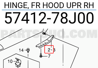 Suzuki 5741278J00 HINGE, FR HOOD UPR RH