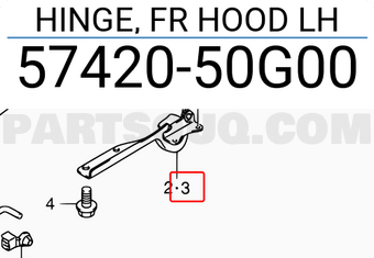 Suzuki 5742050G00 HINGE, FR HOOD LH