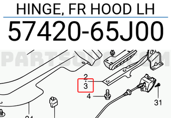 Suzuki 5742065J00 HINGE, FR HOOD LH