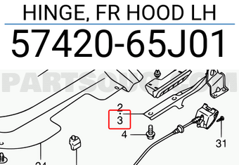 Suzuki 5742065J01 HINGE, FR HOOD LH