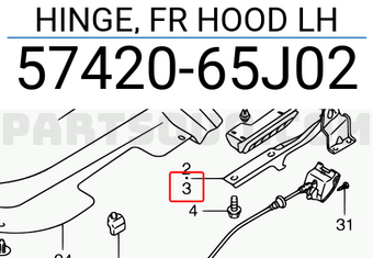 Suzuki 5742065J02 HINGE, FR HOOD LH