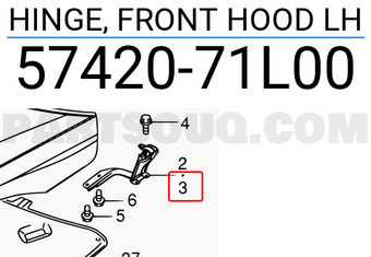 Suzuki 5742071L00 HINGE, FRONT HOOD LH