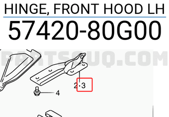 Suzuki 5742080G00 HINGE, FRONT HOOD LH