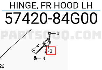 Suzuki 5742084G00 HINGE, FR HOOD LH