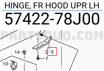 Suzuki 5742278J00 HINGE, FR HOOD UPR LH