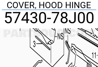 Suzuki 5743078J00 COVER, HOOD HINGE
