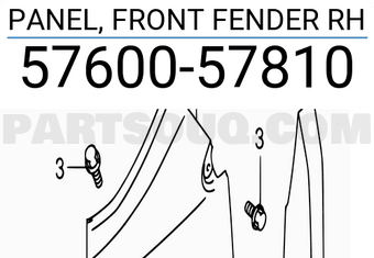 Suzuki 5760057810 PANEL, FRONT FENDER RH