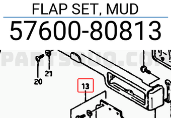 Suzuki 5760080813 FLAP SET, MUD