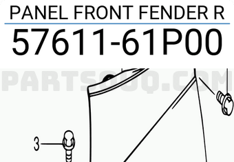 Suzuki 5761161P00 PANEL FRONT FENDER R