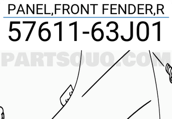 Suzuki 5761163J01 PANEL,FRONT FENDER,R