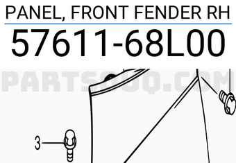Suzuki 5761168L00 PANEL, FRONT FENDER RH
