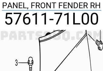 Suzuki 5761171L00 PANEL, FRONT FENDER RH