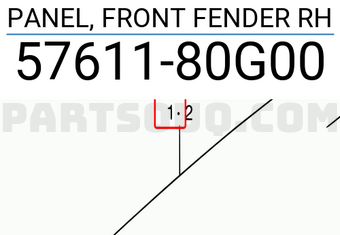 Suzuki 5761180G00 PANEL, FRONT FENDER RH