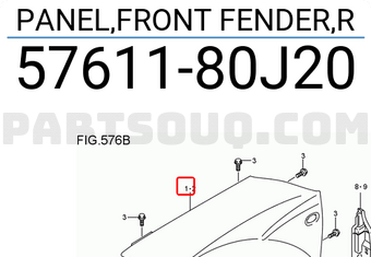 Suzuki 5761180J20 PANEL,FRONT FENDER,R