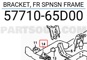 Suzuki 5771065D00 BRACKET, FR SPNSN FRAME