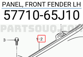 Suzuki 5771065J10 PANEL, FRONT FENDER LH