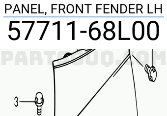 Suzuki 5771168L00 PANEL, FRONT FENDER LH