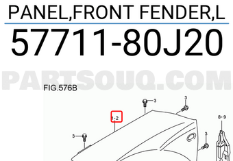 Suzuki 5771180J20 PANEL,FRONT FENDER,L