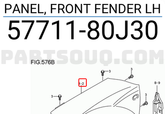 Suzuki 5771180J30 PANEL, FRONT FENDER LH