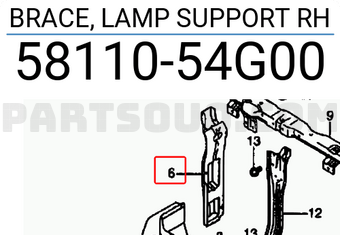 Suzuki 5811054G00 BRACE, LAMP SUPPORT RH