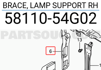 Suzuki 5811054G02 BRACE, LAMP SUPPORT RH