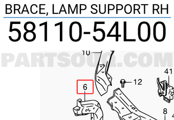 Suzuki 5811054L00 BRACE, LAMP SUPPORT RH