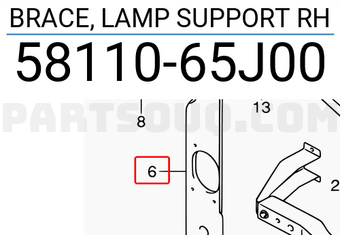 Suzuki 5811065J00 BRACE, LAMP SUPPORT RH