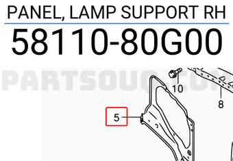 Suzuki 5811080G00 PANEL, LAMP SUPPORT RH
